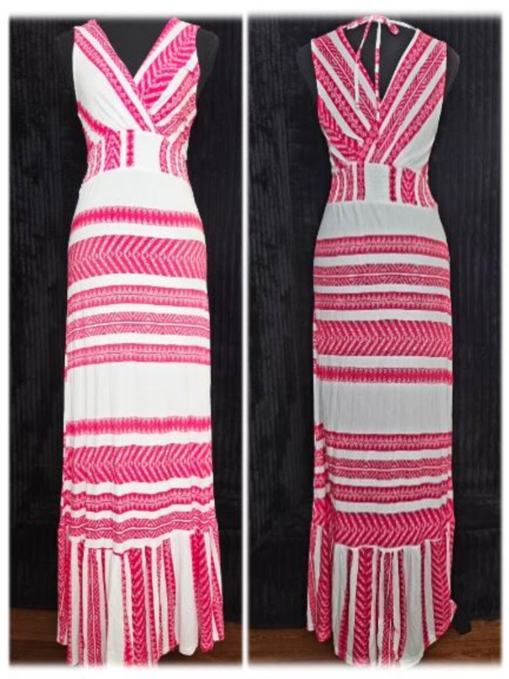 Venus Striped Boho Maxi Dress Small